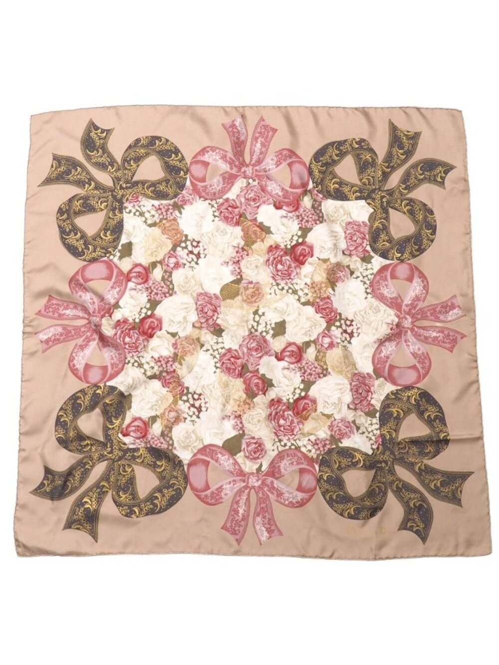 Dior Scarf Total Silk Flower Ribbon Shawl